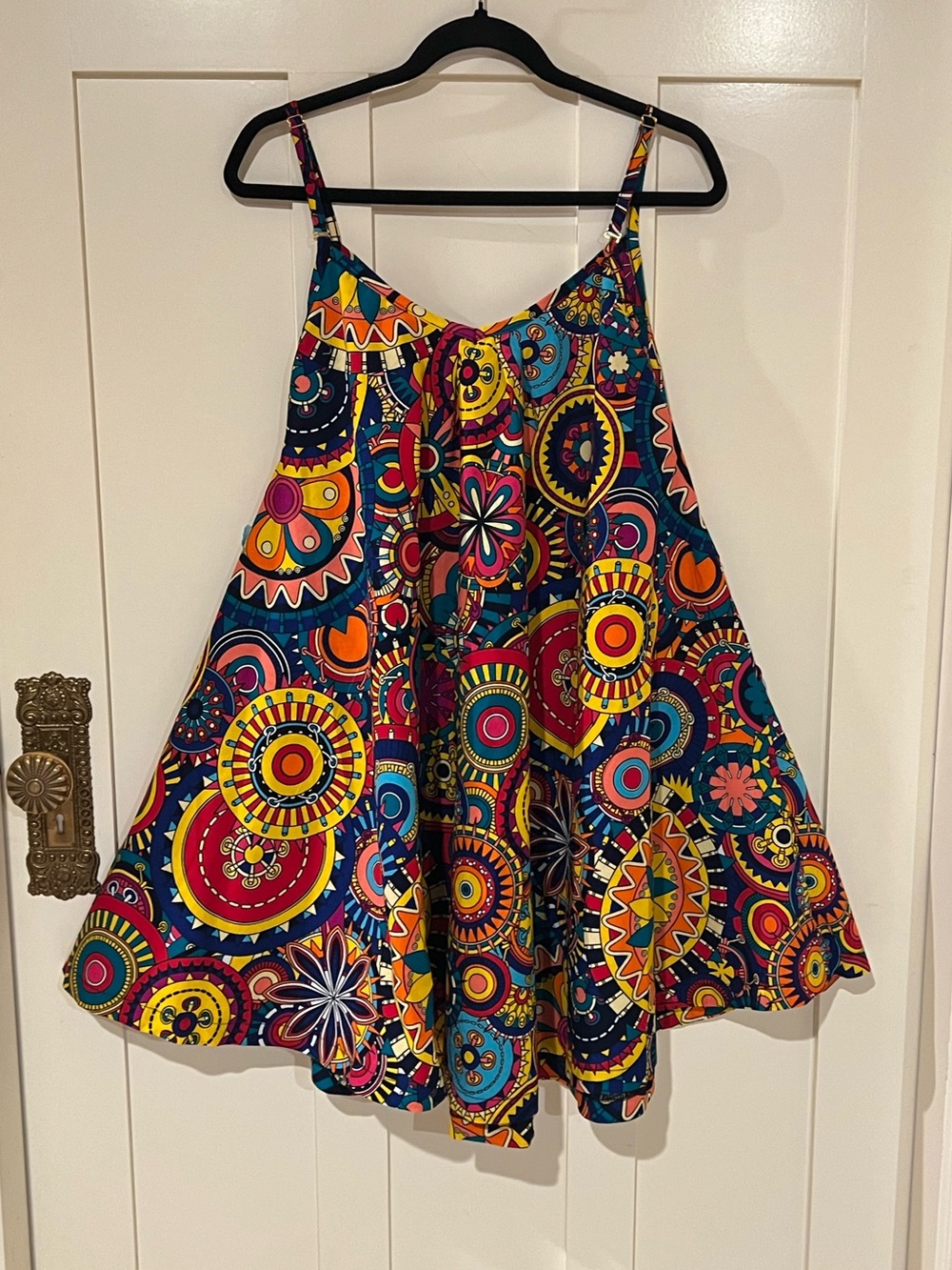 The Oula Company Trapeze Dress Bold Bright Colored Artsy Print Size Small